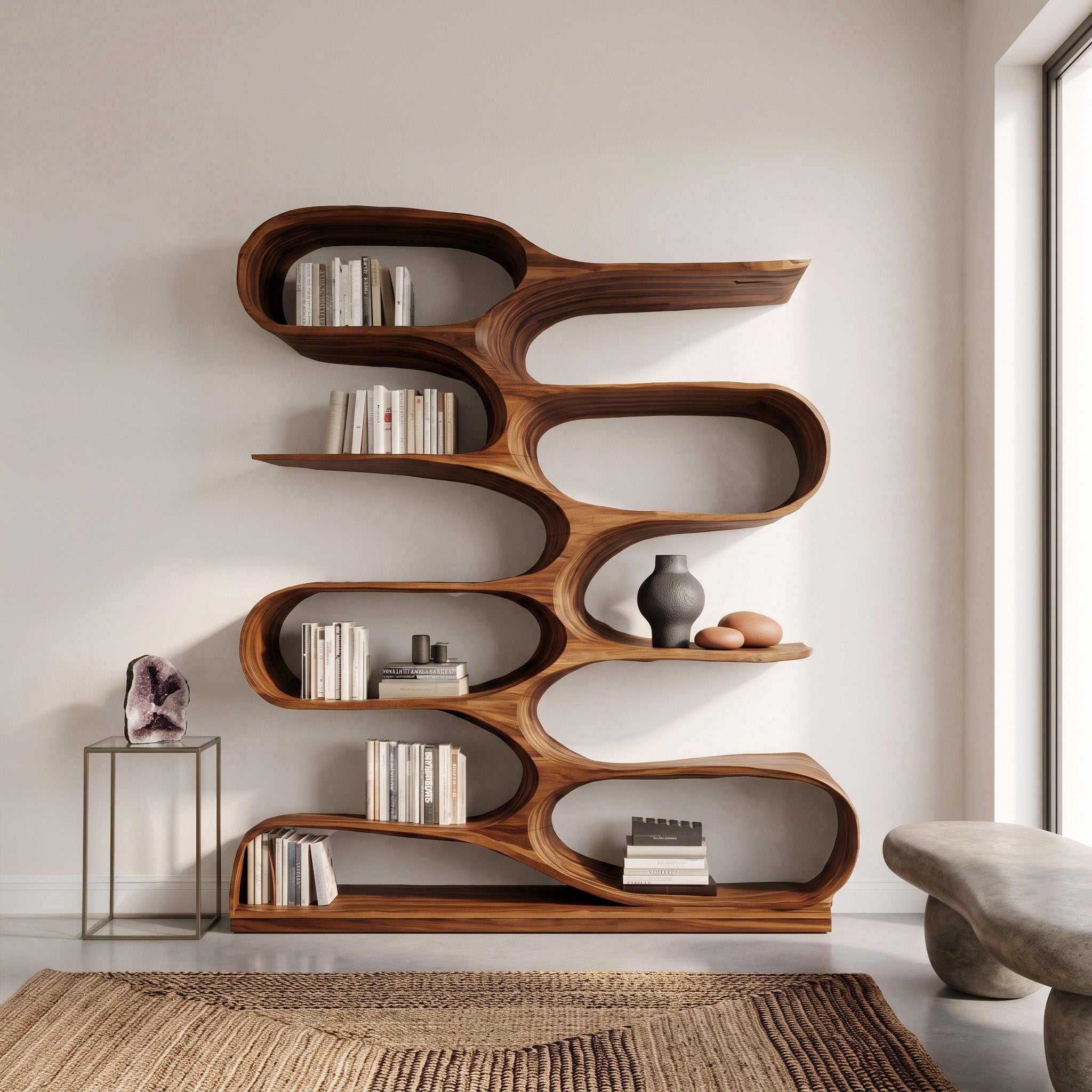 Organic Living Room Bookshelf For Home Decor