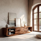 Quiet Luxury Low Sculpted Sideboard For Living Room
