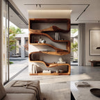 Modern Curved Bookshelf With Flowing Design For Bedroom