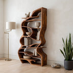 Handcrafted Sculpted Bookshelf With Organic Design For Living Room Or Office