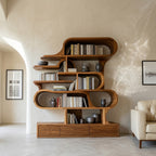 Modern Sculptural Bookshelf With Curved Design For Living Room Or Office