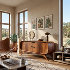 Mid Century Curved Sideboard For Holiday Or Living Room