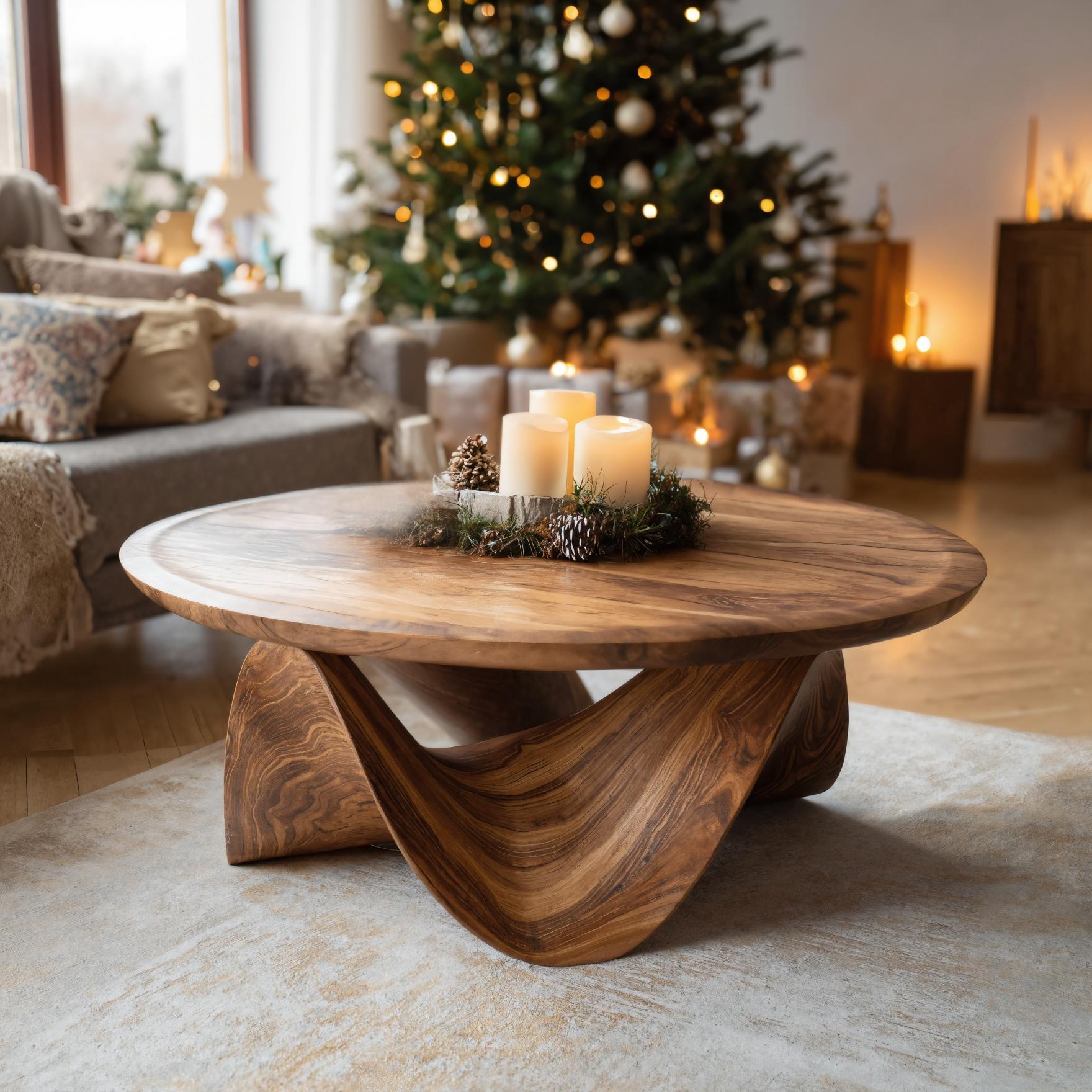 Sculptural Round Coffee Table For Holiday Decor