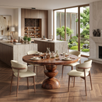 Modern Round Dining Table With Geometric Base For Kitchen And Dining Room