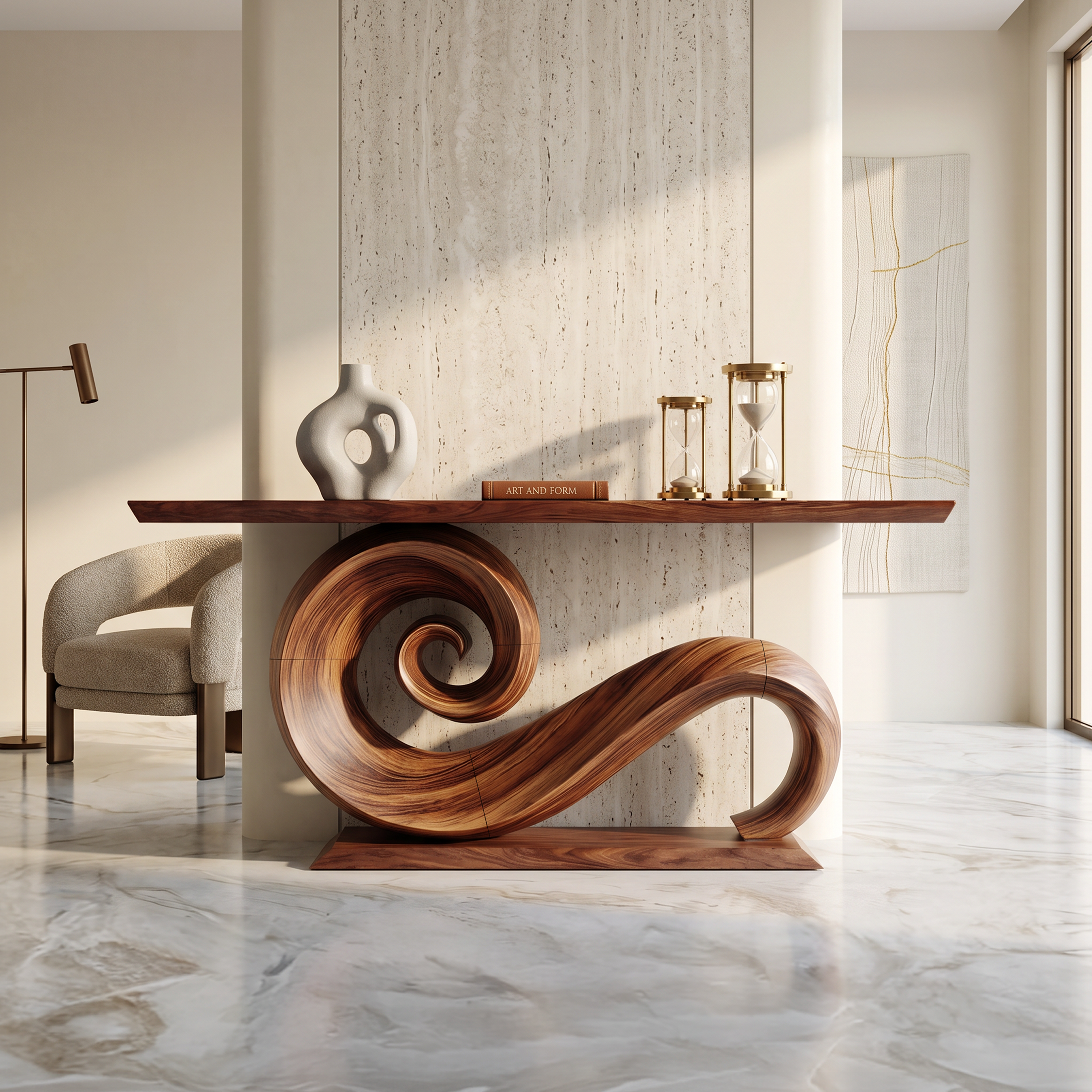 Modern Solid Wood Console Table Organic Live Edge For Entryway Design