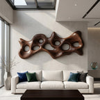 Organic Wall Art Sculpture With Carved Design For Living Room