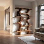 Modern Bookcase With Curved Open Shelf For Living Room