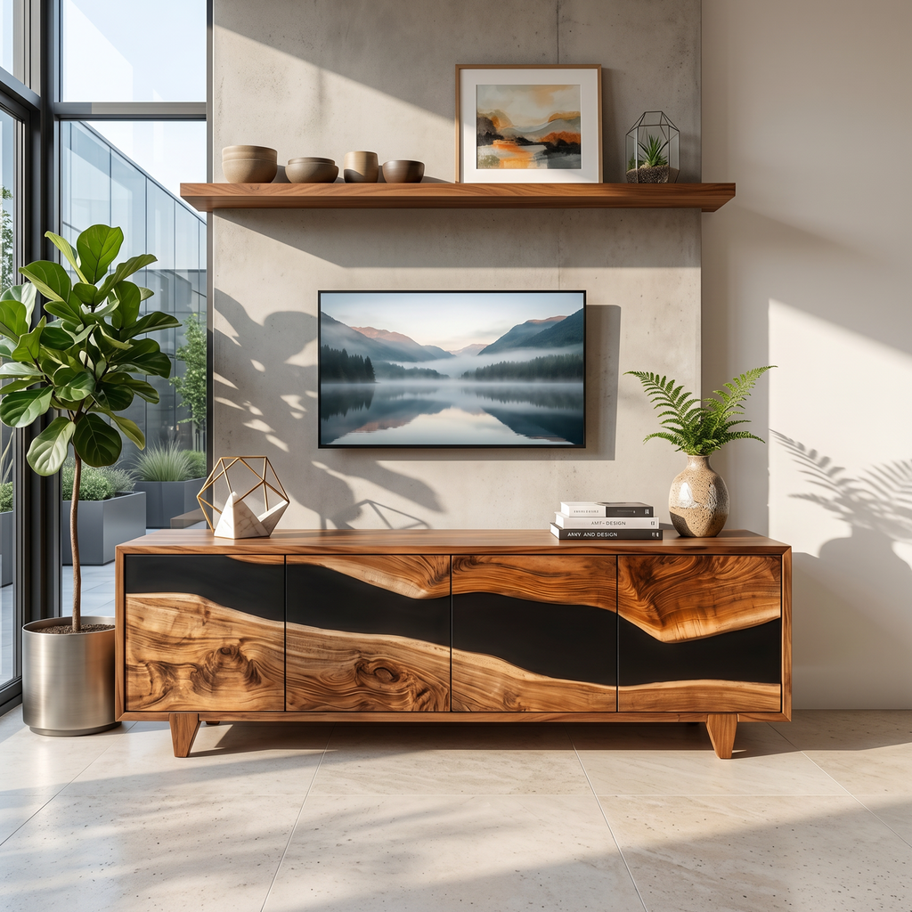 Farmhouse Solid Wood Media Console For Home Decor