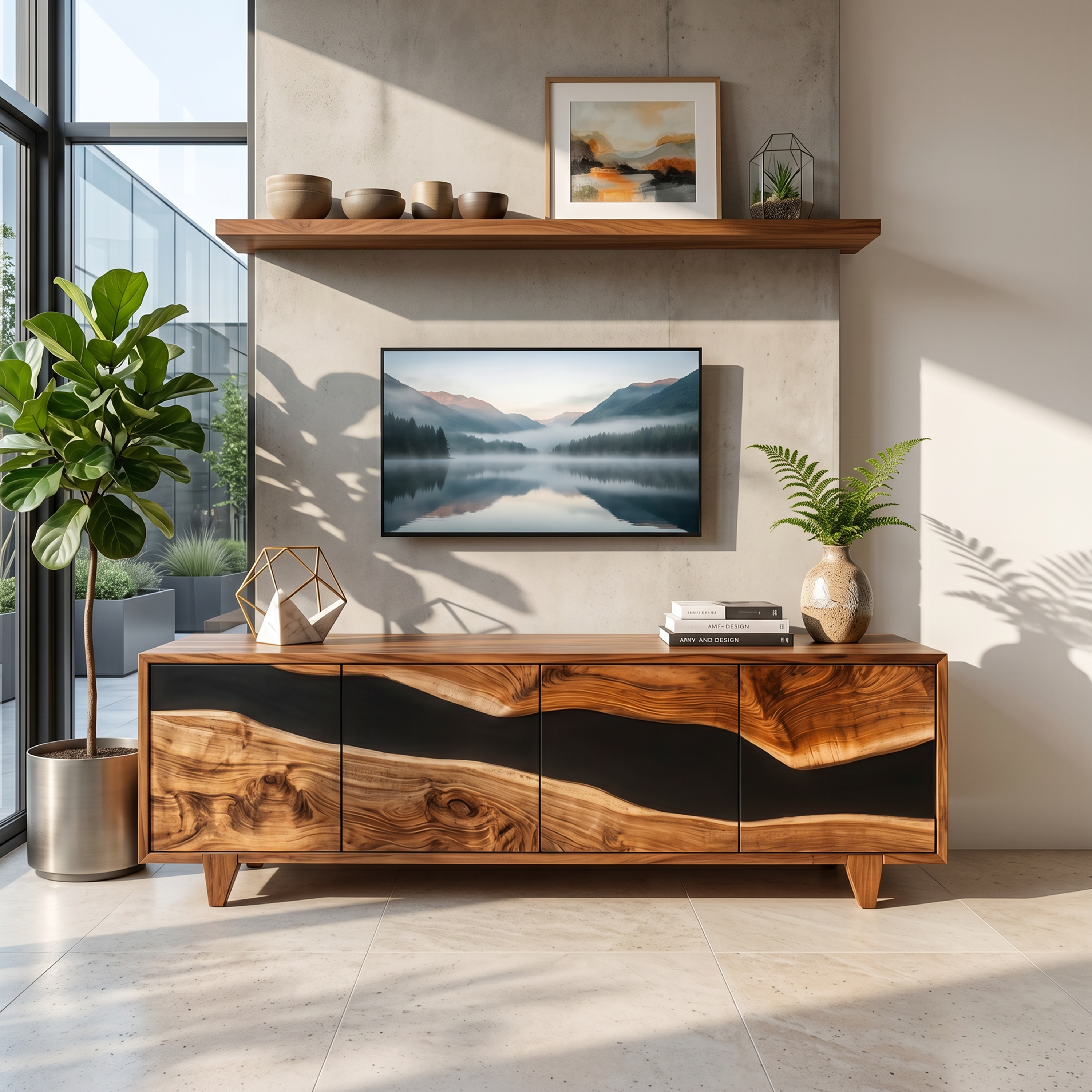 Farmhouse Solid Wood Media Console For Home Decor