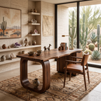 Contemporary Wooden Desk With Shelves And Drawers For Home Office