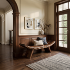 Rustic Live Edge Bench With Organic Curves For Entryway