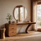 Modern Sculptural Vanity Table With Curved Design For Bedroom
