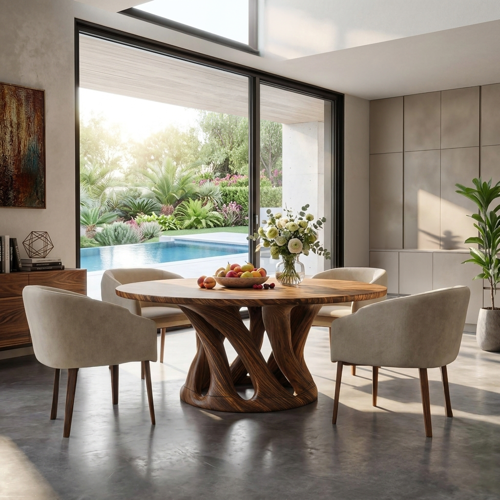Sculptural Round Dining Table For Contemporary Interior