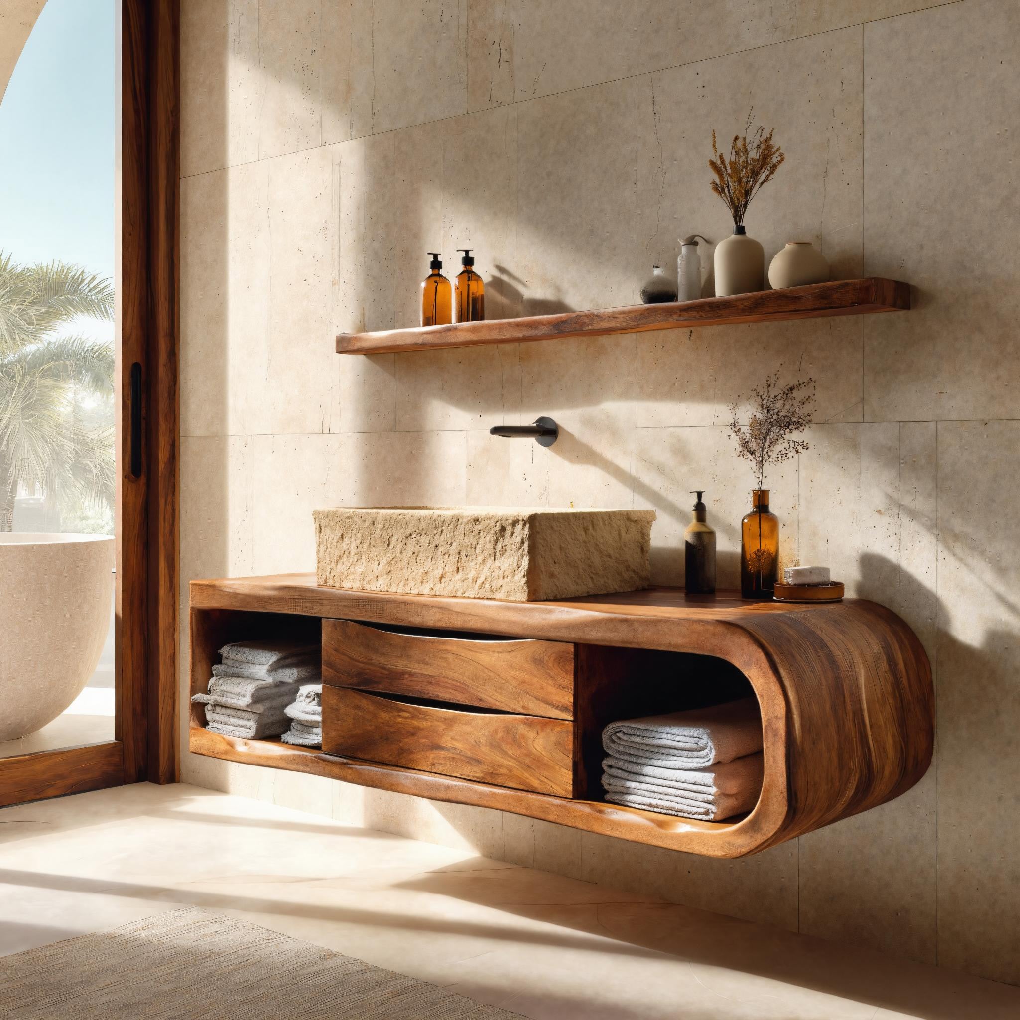 Sculptural Wall Mounted Bathroom Vanity For Bathroom Interior