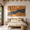 Mid Century Rectangular Wooden Wall Art For Living Room