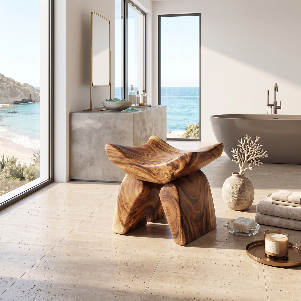 Handcrafted Shower Bench For Spa-Style Bathroom Decor