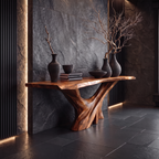 Mid Century Live Edge Console Table Artistic Wood For Furniture Decor