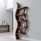 Modern Sculptural Bookshelf With Curved Design For Living Room