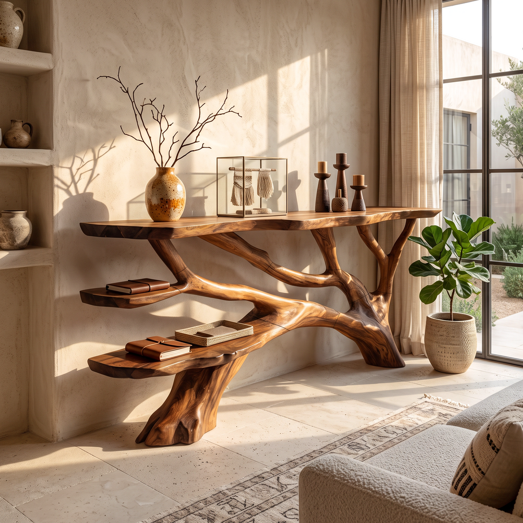 Handcrafted Live Edge Entryway Table For Bedroom Rustic Home Interior