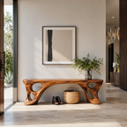 Sculptural Bench With Carved Design For Entryway