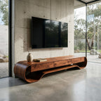 Sculpted Curved Media Console With Storage For Living Room