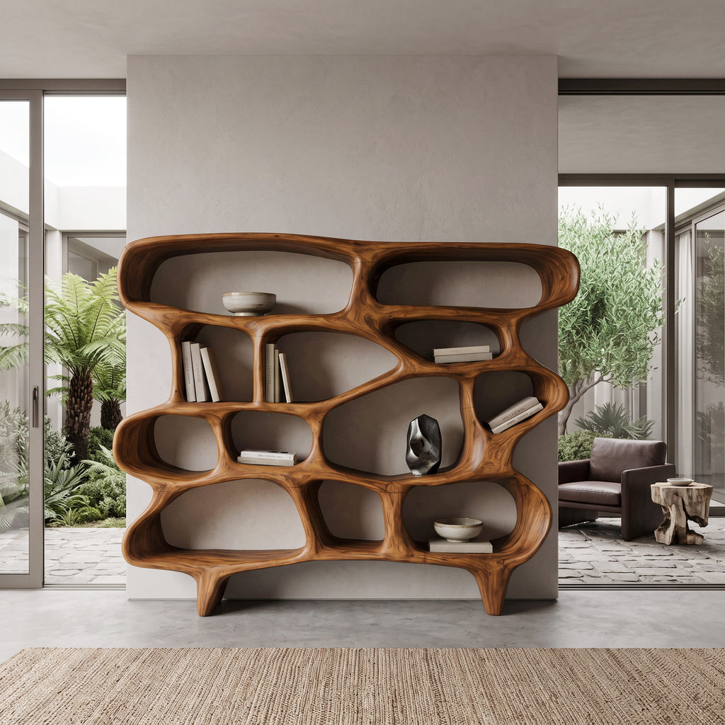 Organic Sculptural Bookshelf For Living Room Or Office Decor