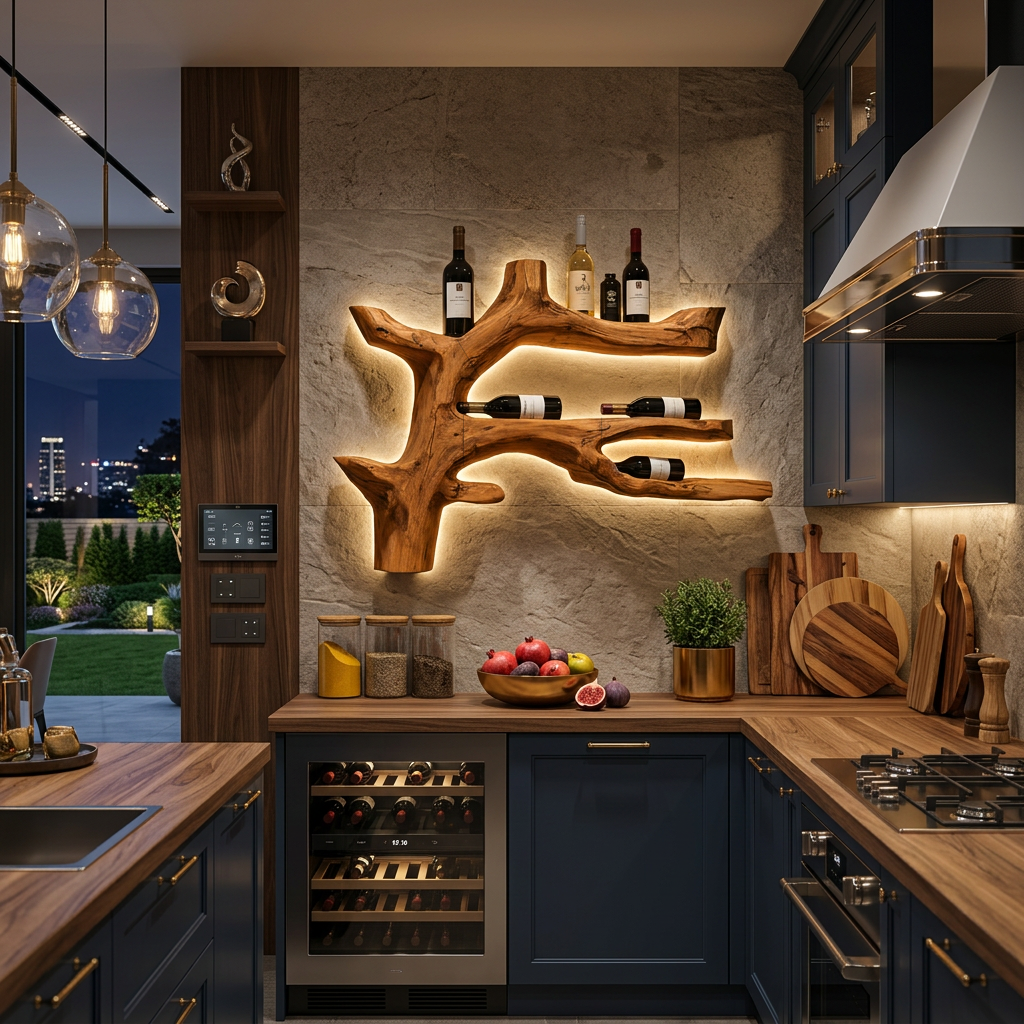 Modern Branch Wine Bottle Holder Wall Mount For Dining Wall Decor