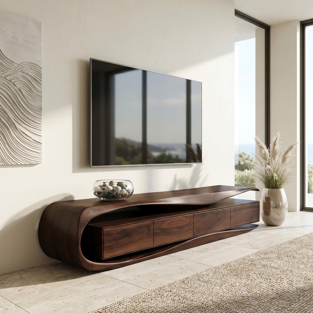Modern Organic TV Console For Living Room Interior