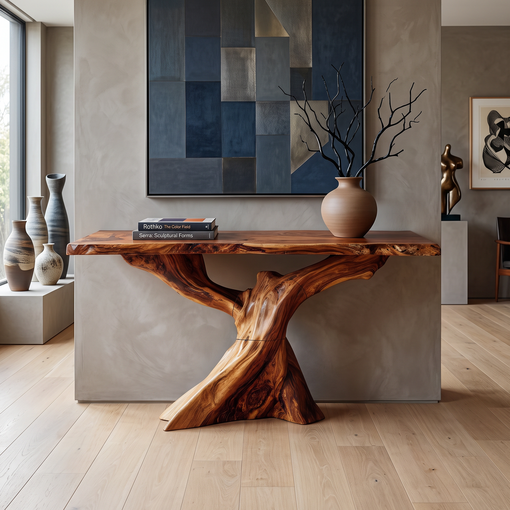 Modern Live Edge Console Table Organic Wood Furniture For Living Room