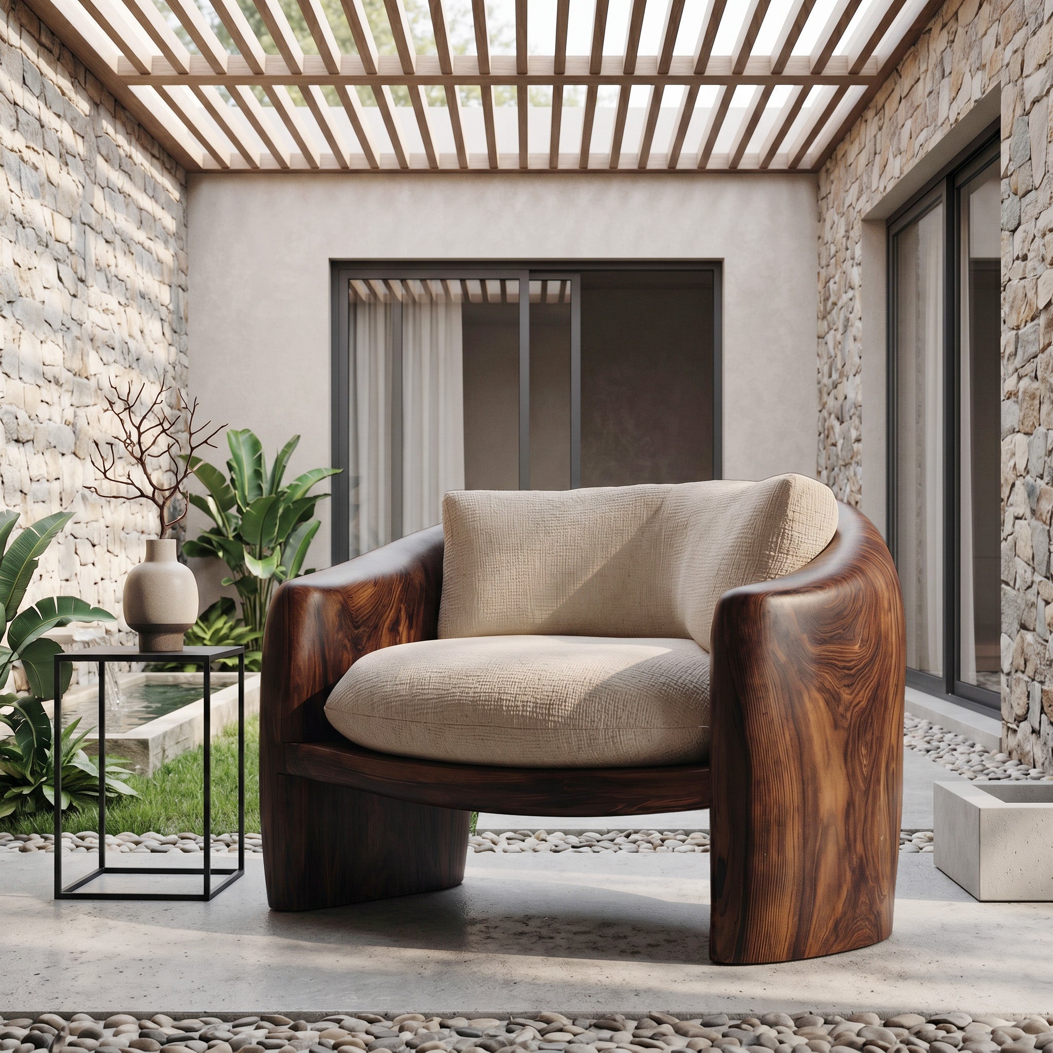 Modern Organic Lounge Chair Sculptural Form For Living Room