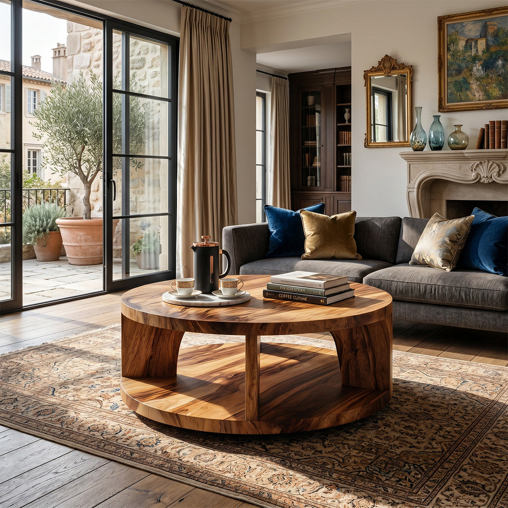 Farmhouse Wooden Live Edge Coffee Table For Living Room Entryway Design
