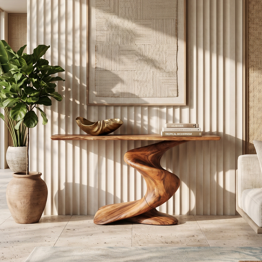 Handcrafted Wood Console Table Furniture Decor