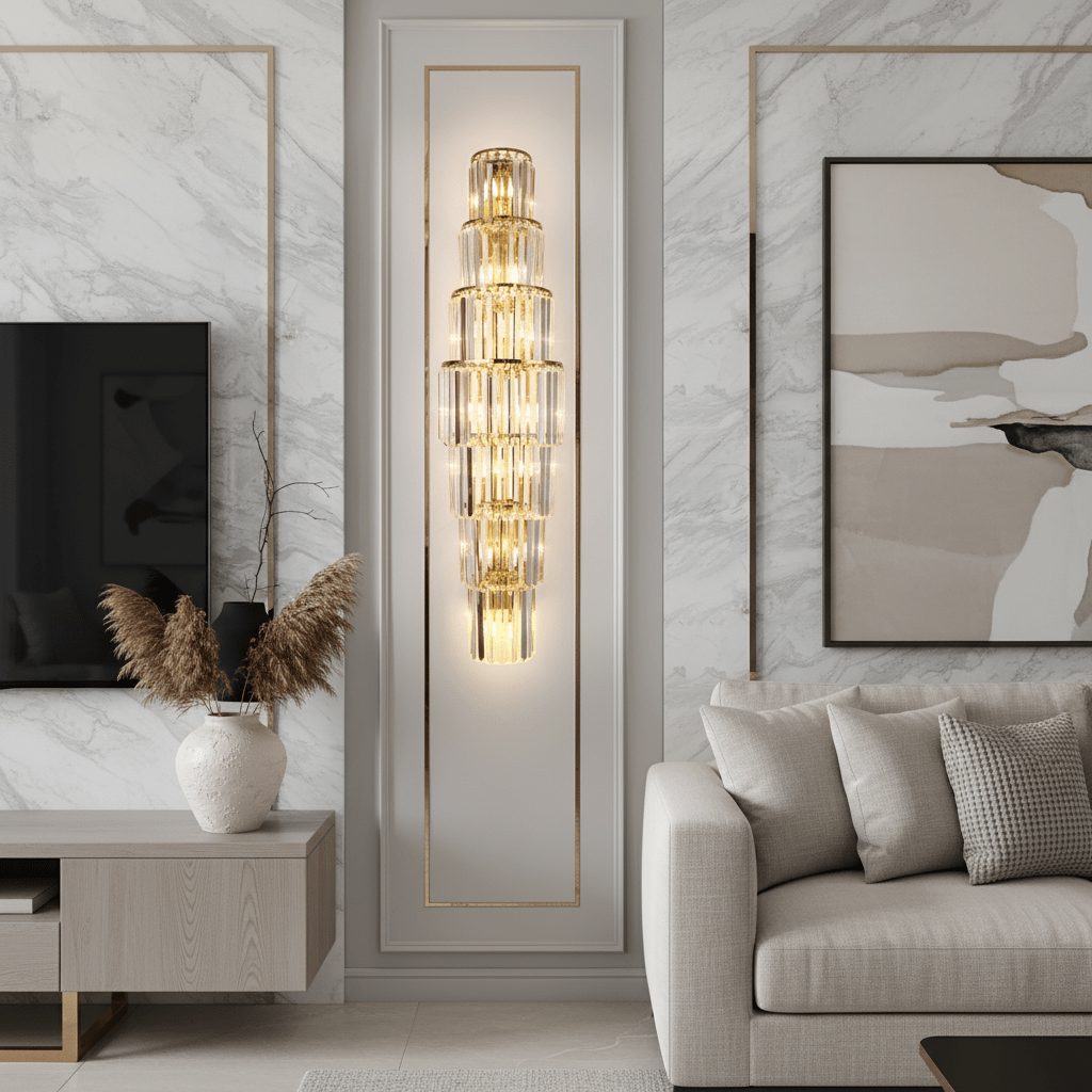 buyGio Crystal Wall Sconce, Chrome & Gold - Morsale