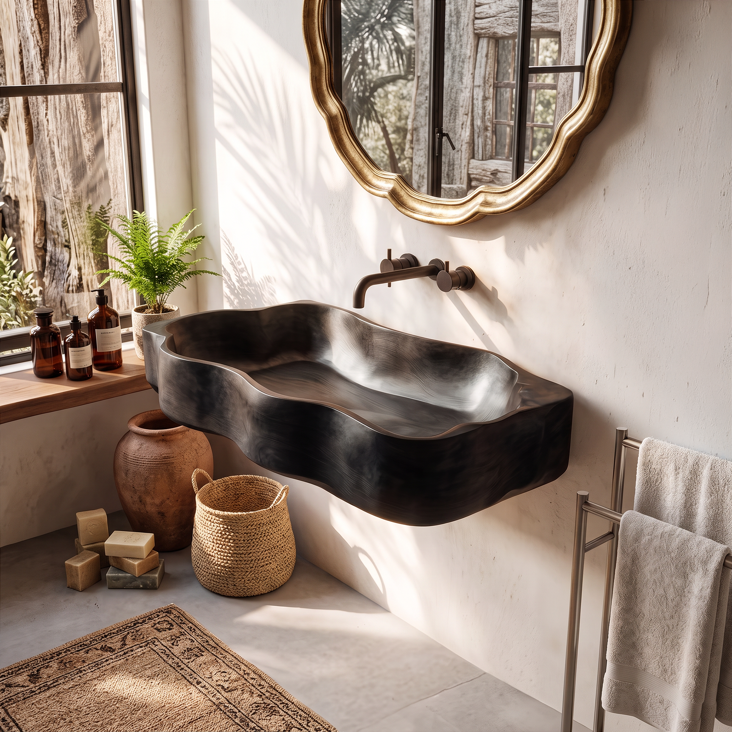 Mid Century Live Edge Wood Vanity Sink For Premium Bathroom Decor