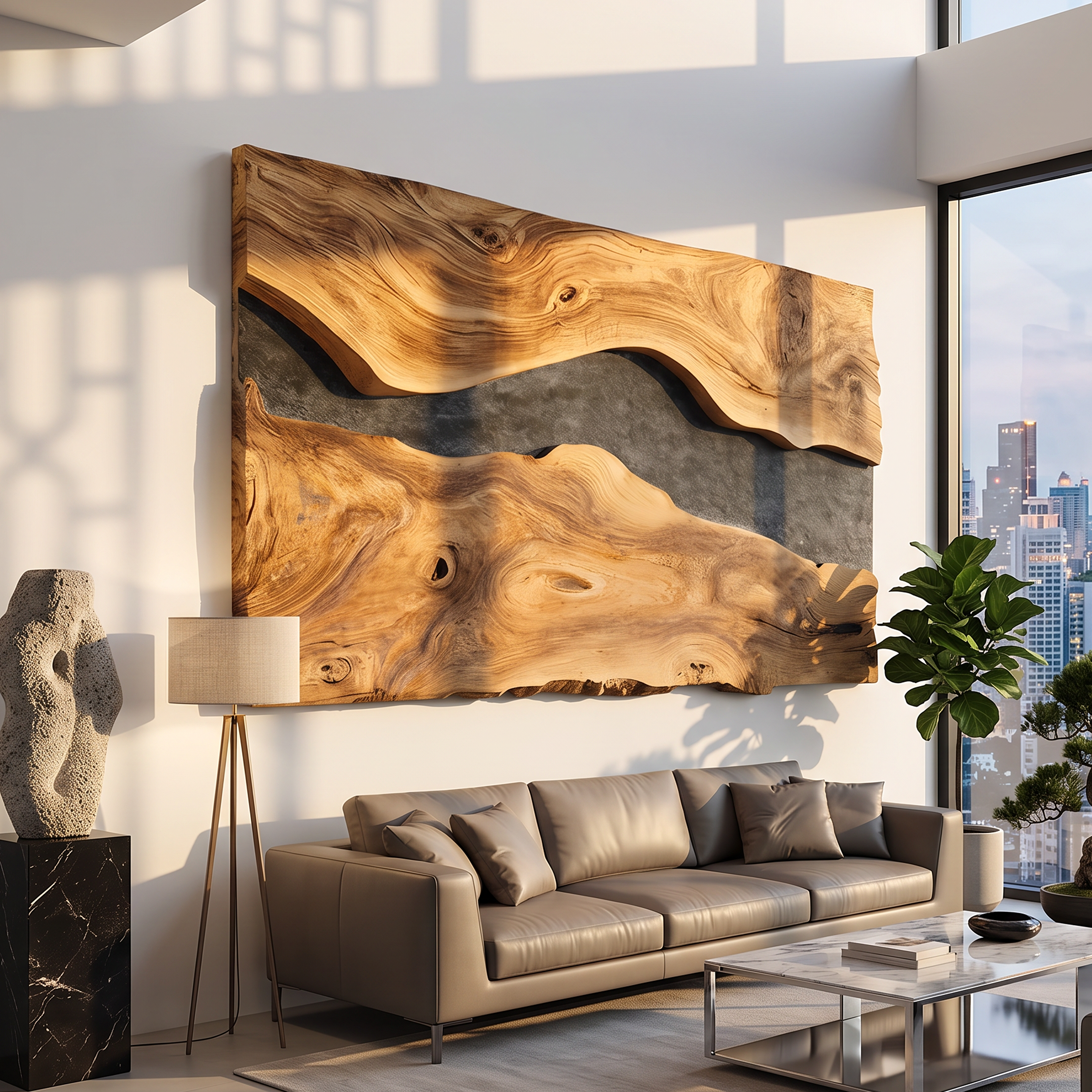 Handcrafted Modern Wooden Wall Sculpture For Home