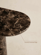 Luxury Emperador Marble Console Table with Oval Shape Top and Double Cylinder Legs