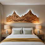 Rustic Mountain Wall Art Sculpture Hand Carved For Bedroom And Living Room