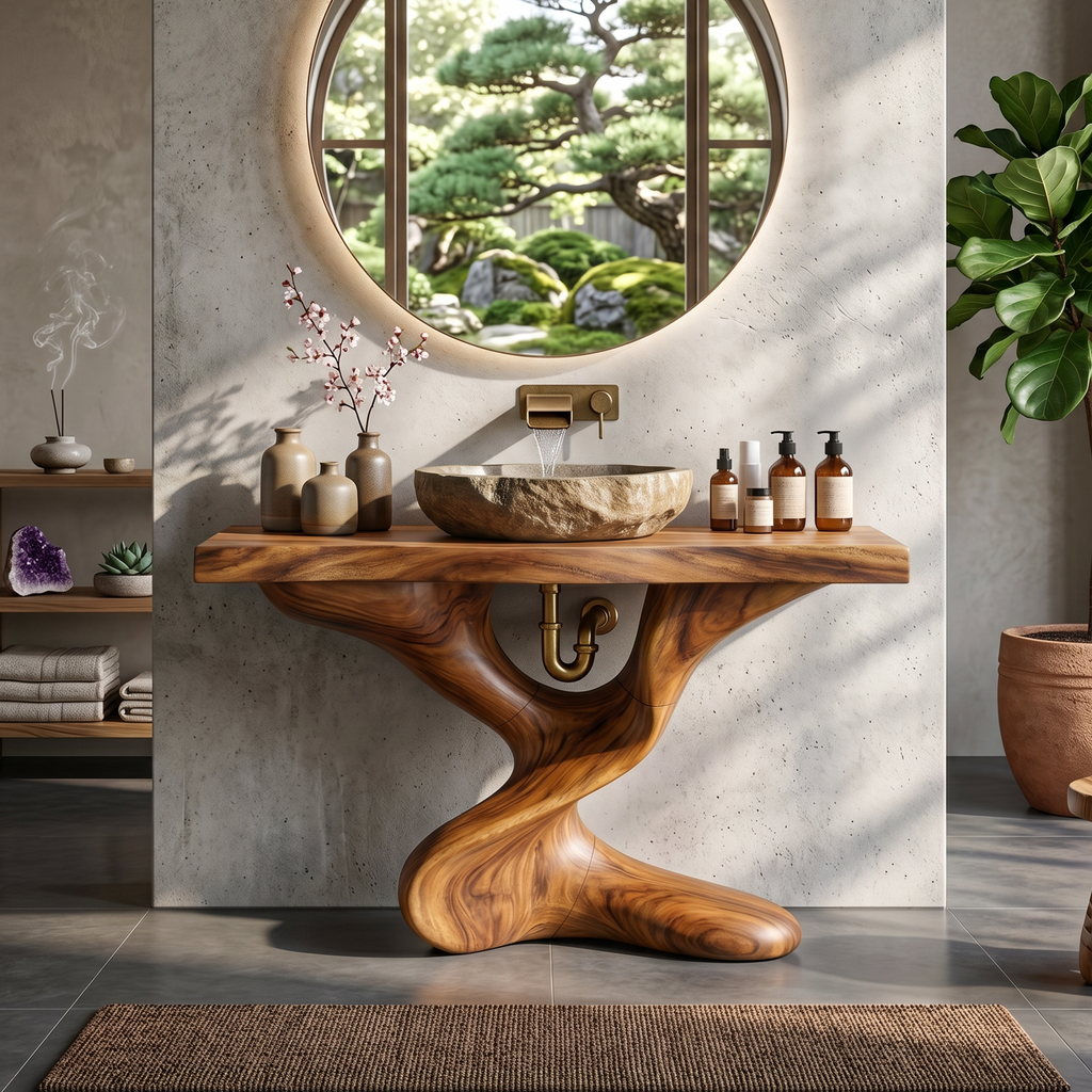Farmhouse Solid Wood Vanity For Natural Bathroom