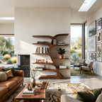 Organic Curved Bookshelf For Open Space