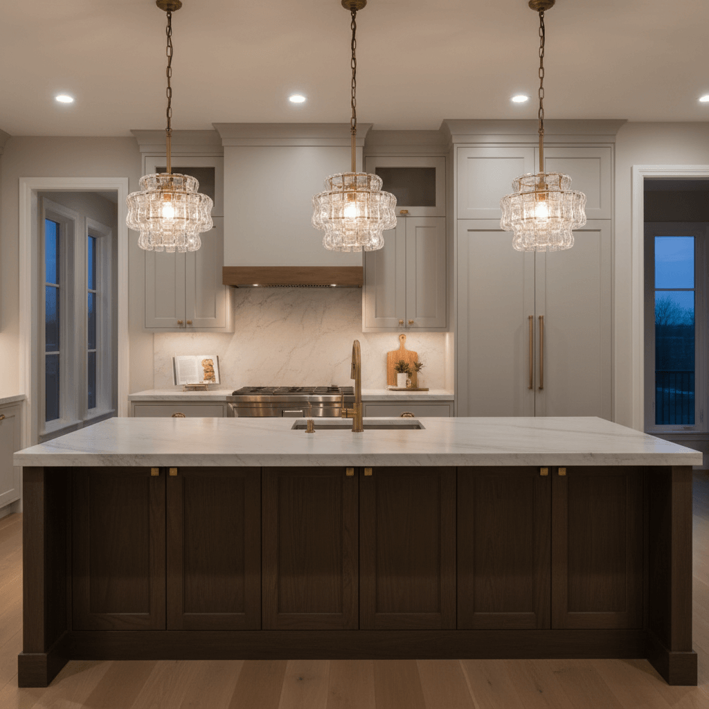 Riviera clear glass pendant light full view