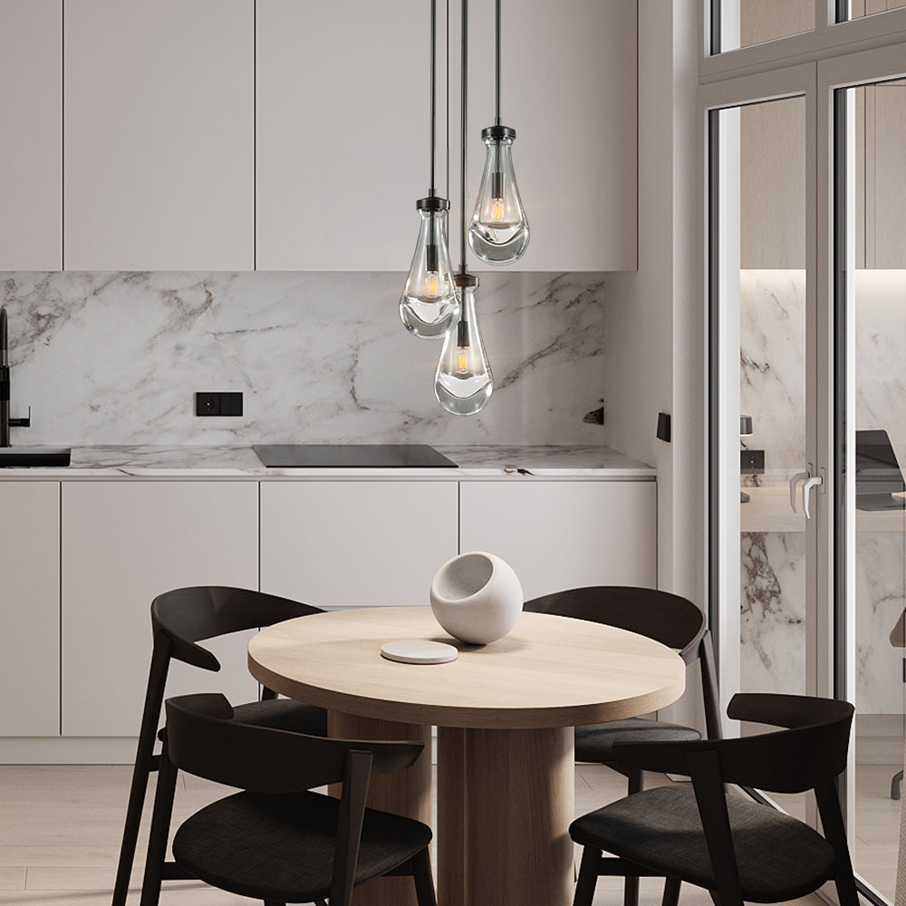 Rain Aura Glass Round Chandelier 8"
