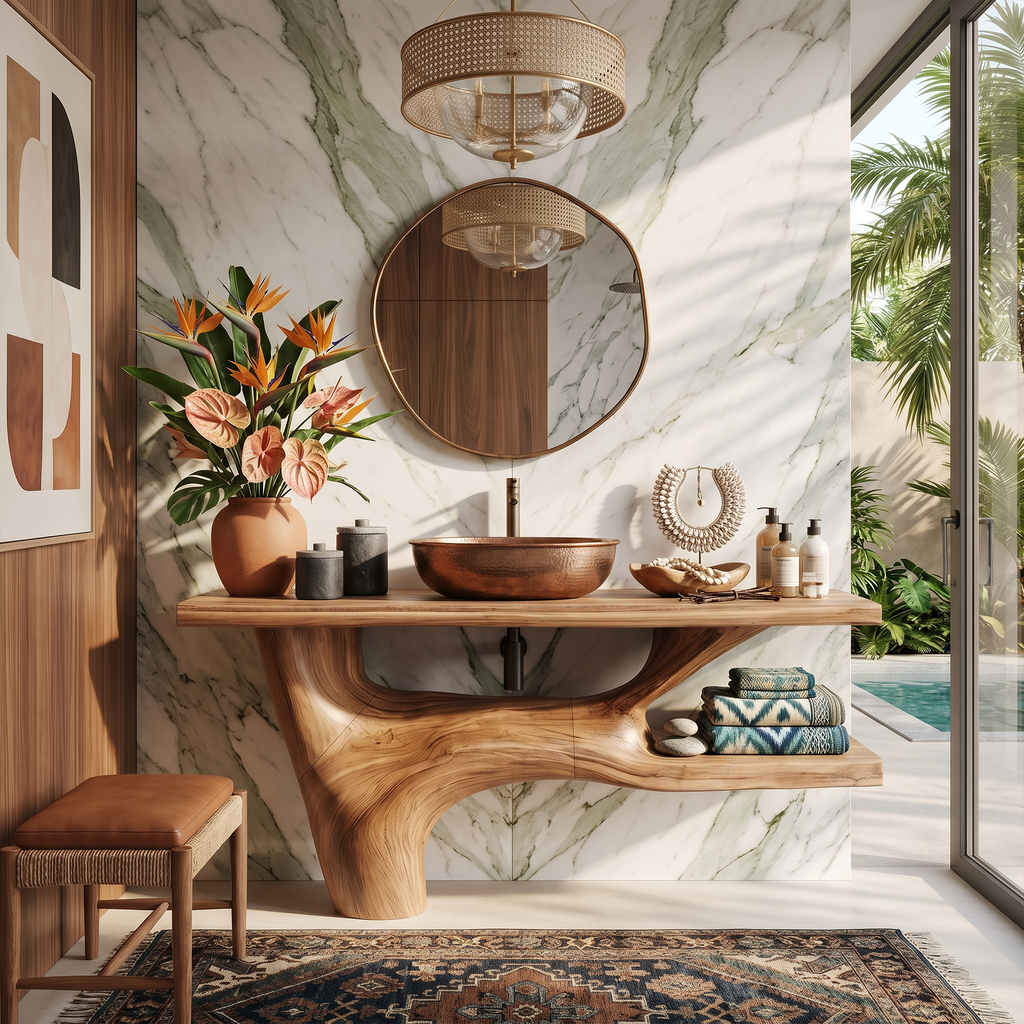 Handcrafted Solid Wood Vanity For Natural Interiors