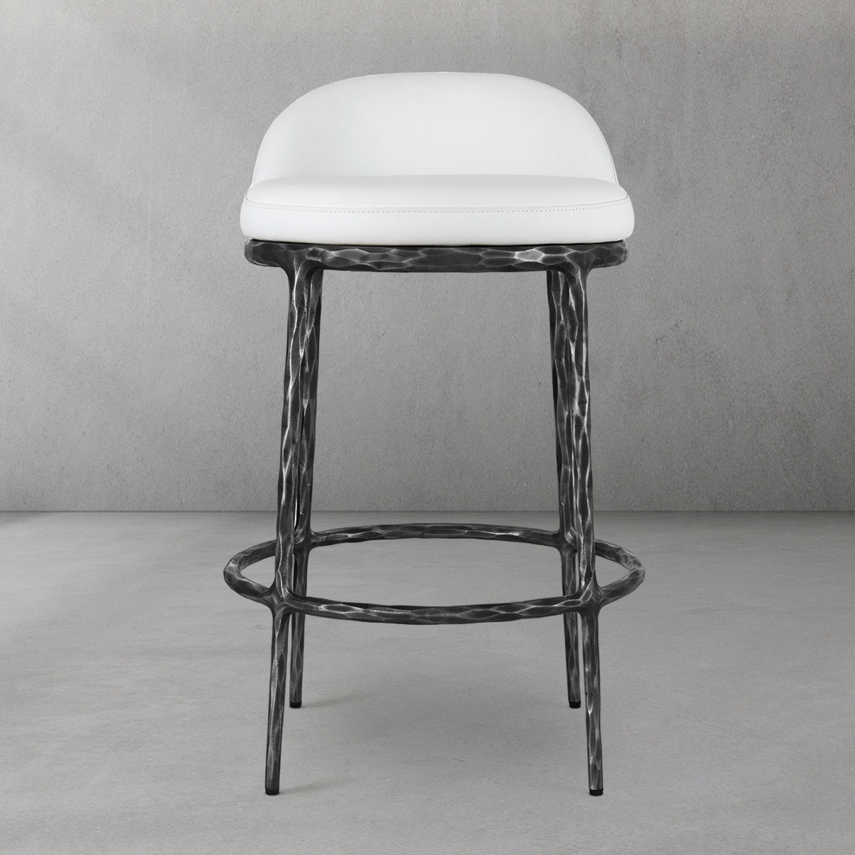 Hand-Forged Metal Bar Swivel Counter Stool