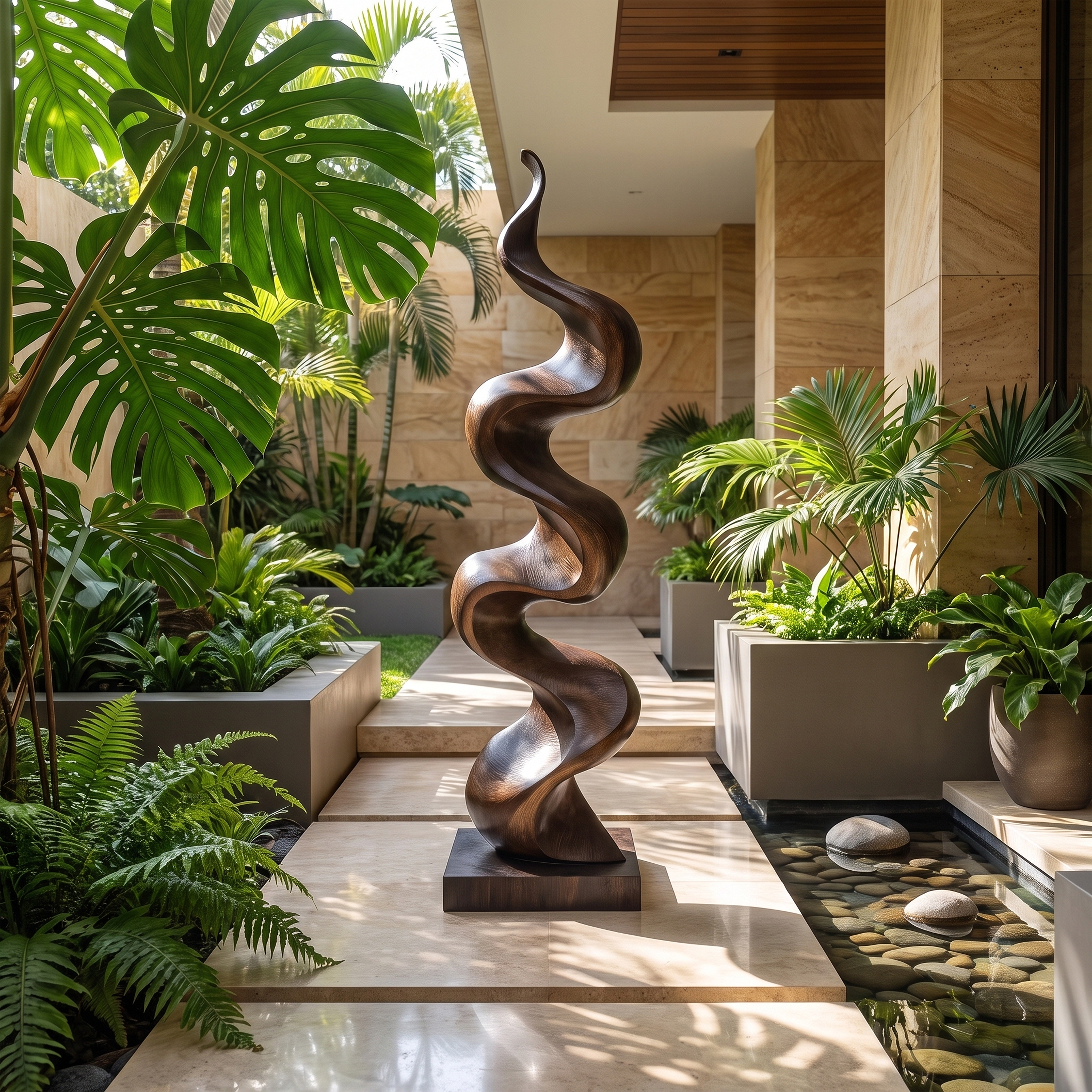 Rustic Large Wooden Sculpture For Garden