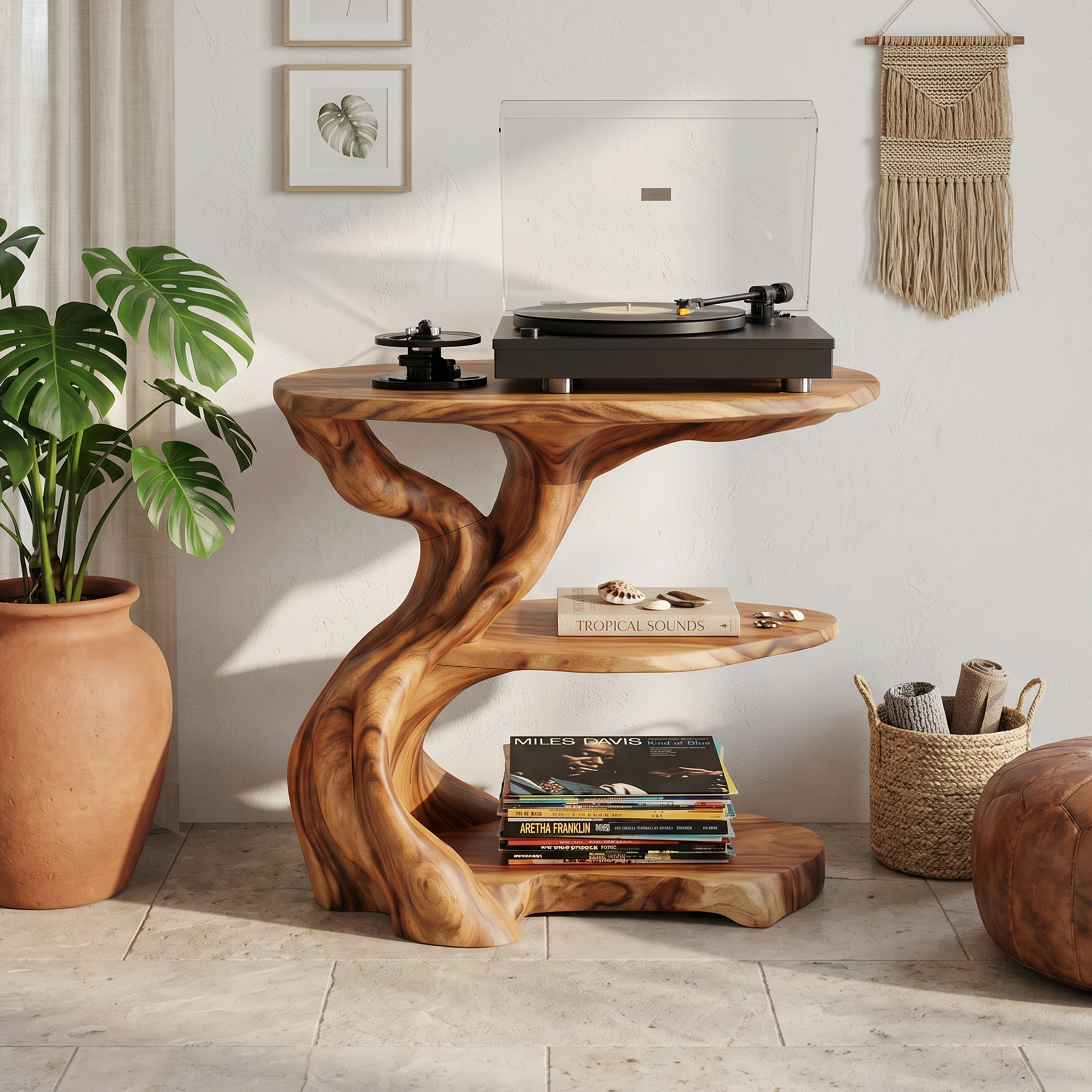 Handcrafted Wooden Media Stand Custom Living Room