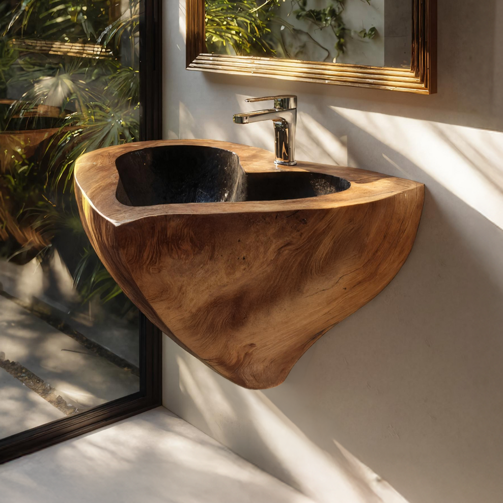 Mid Century Solid Wood Vanity Sink For Modern Bathroom Furniture Decor
