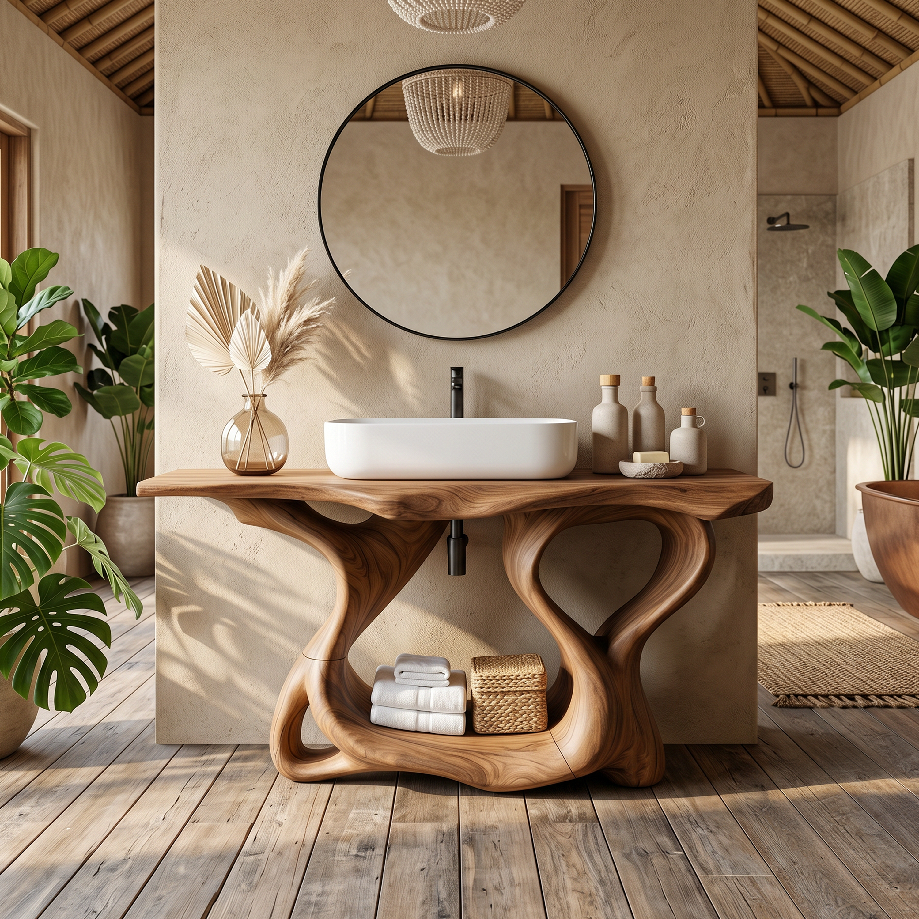 Rustic Solid Wood Vanity For Bathroom Furniture Decor