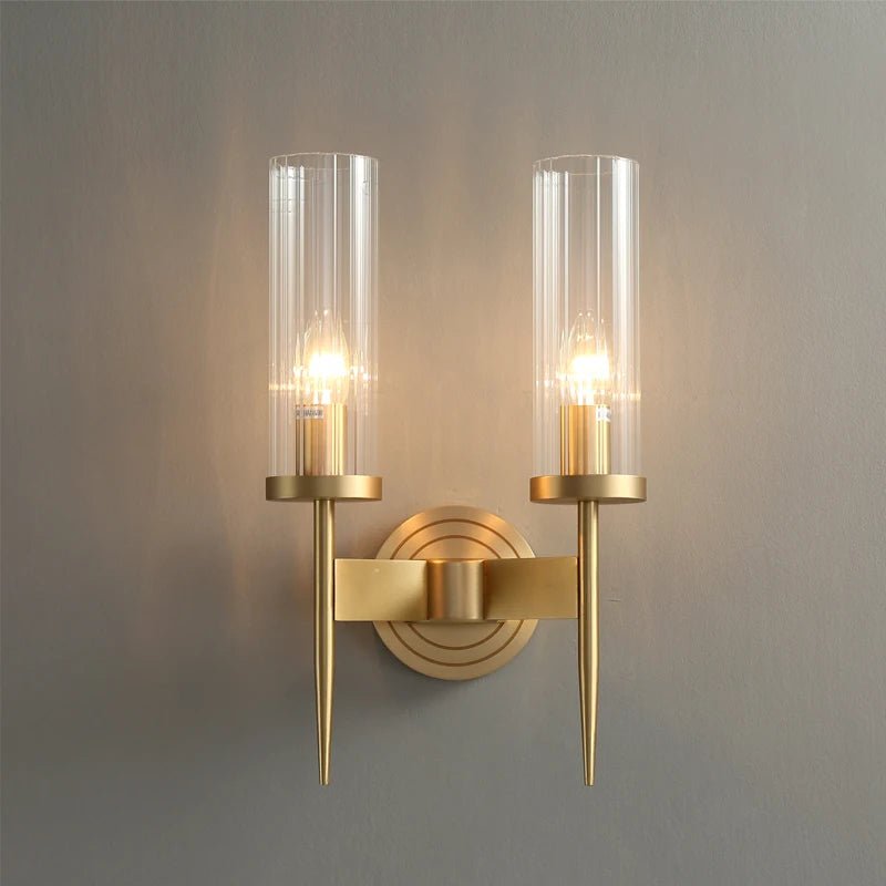 Palermo brass and glass wall sconce side profile