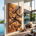 Mid Century Solid Wood Wall Sculpture For Living Room
