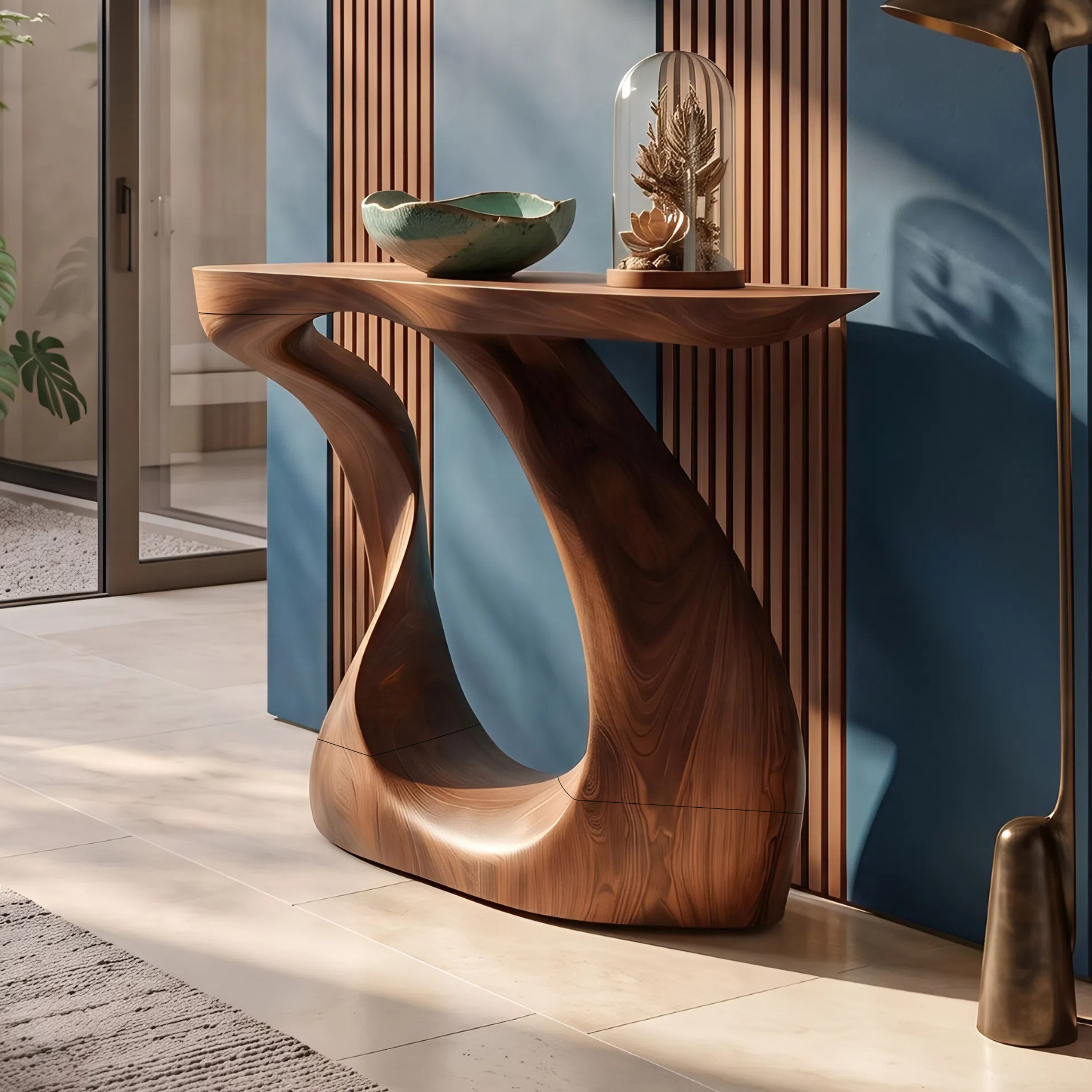 Modern Live Edge Entryway Table Sculptural Wood For Luxury Home Decor